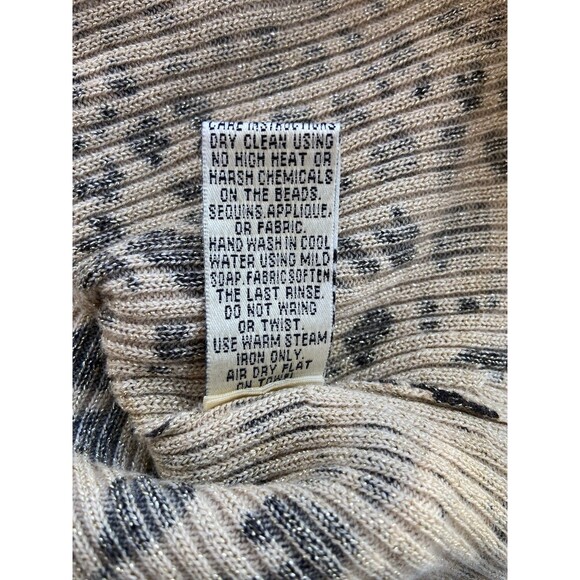 Vintage Y2K Cache Leopard Sequin Tank Top Size L Metallic Ribbed Glam Mob Wife - Picture 7 of 11